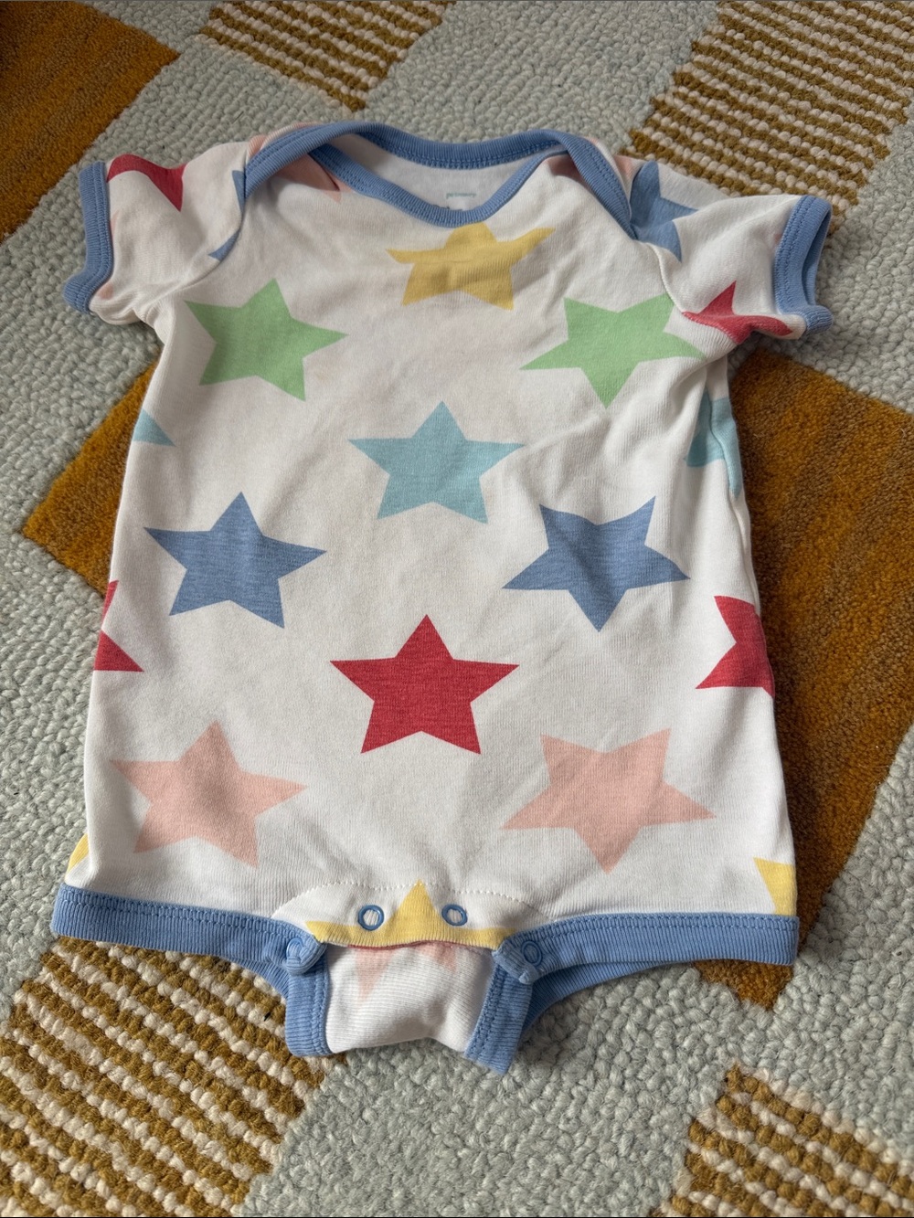 Primary colorful star romper cotton size 3-6m